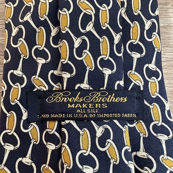 Brooks Brothers Makers Necktie 100% Silk USA Designer Equestrian Bit Bridle Mens - Picture 2 of 7